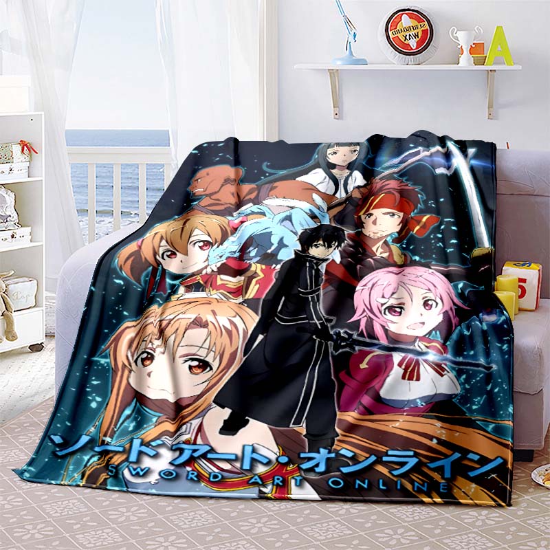 Die 3D-gedruckte "Sword Art Online" Flanelldecke ist warm, bequem und weich, geeignet für den Einsatz in Schlafzimmern, Betten, Sofas, 001