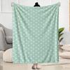1pc Light Green Polka Dot Print Flannel Blanket Durable Single-sided Print Suitable for All Seasons Suitable for Sofa Bed Travel C