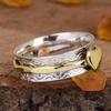 Hand Hammered Heart Pattern Minimalist Silvery Plated Ring Promise Narrow Band Ring For Women Banquet Wedding Jewelry