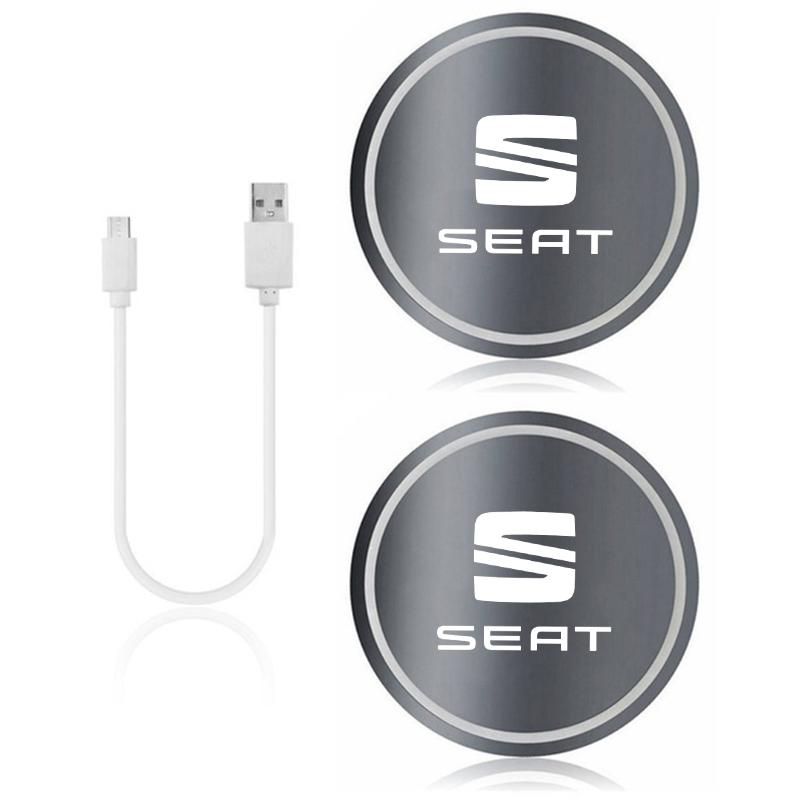 Car Luminous Water Cup Coaster Led Atmosphere Light Holder For Seat Leon Ibiza Alhambra Exeo Altea Arona Mii IBL Car Accessories Ik,098