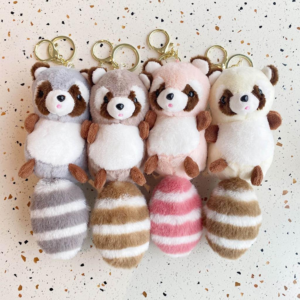 Plush Raccoon Keychain Hanging Ornament Lovely Pendants Keys Holder Backpack Handbag Charm Fashion Jewelry for Women
