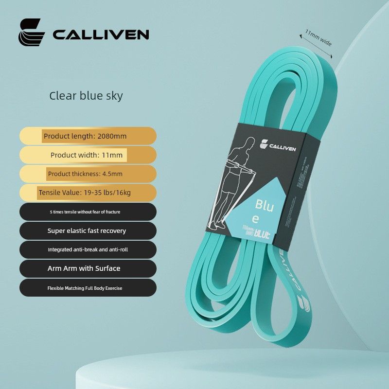 

TPE Elastic Band Resistance Band Strength Training Fitness Yoga Hip Stretching Pull-up Auxiliary Strap Pulling Rope 16kg/35 lb/Clear Blue break thickened widening
