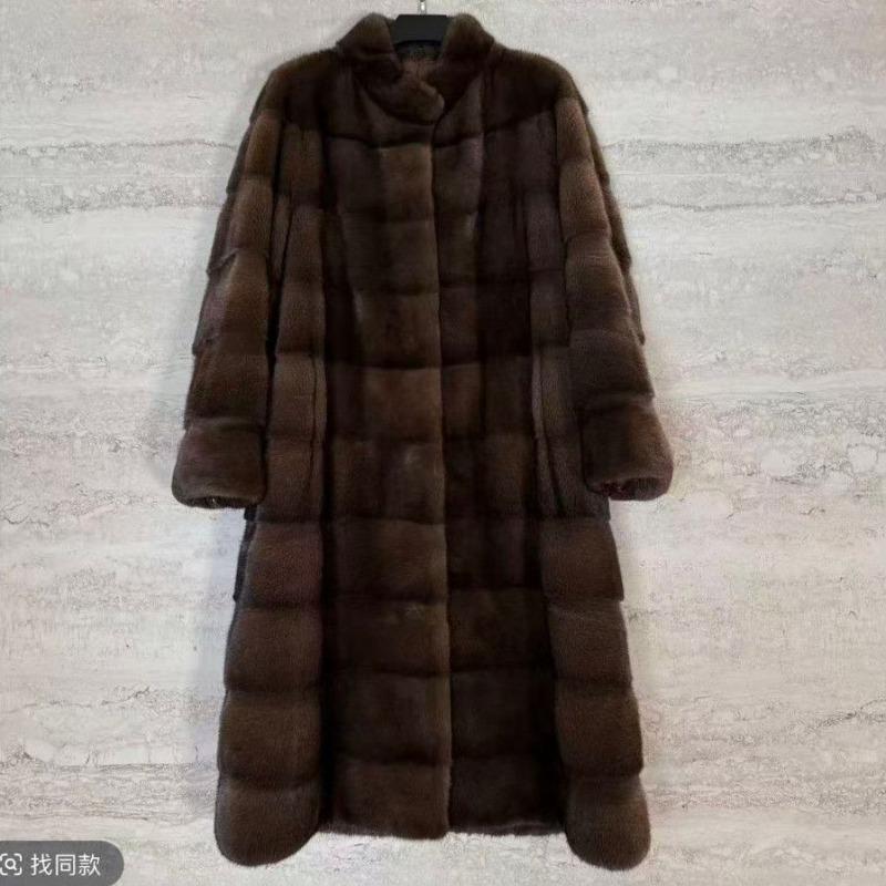 Elegant Winter Thick Faux Mink Fur Long Coat Stand Collar Warm Stylish Women Outerwear Jacket