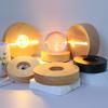 Round LED Night Light with Luminous Crystal Ball and Wooden Base for Bedroom