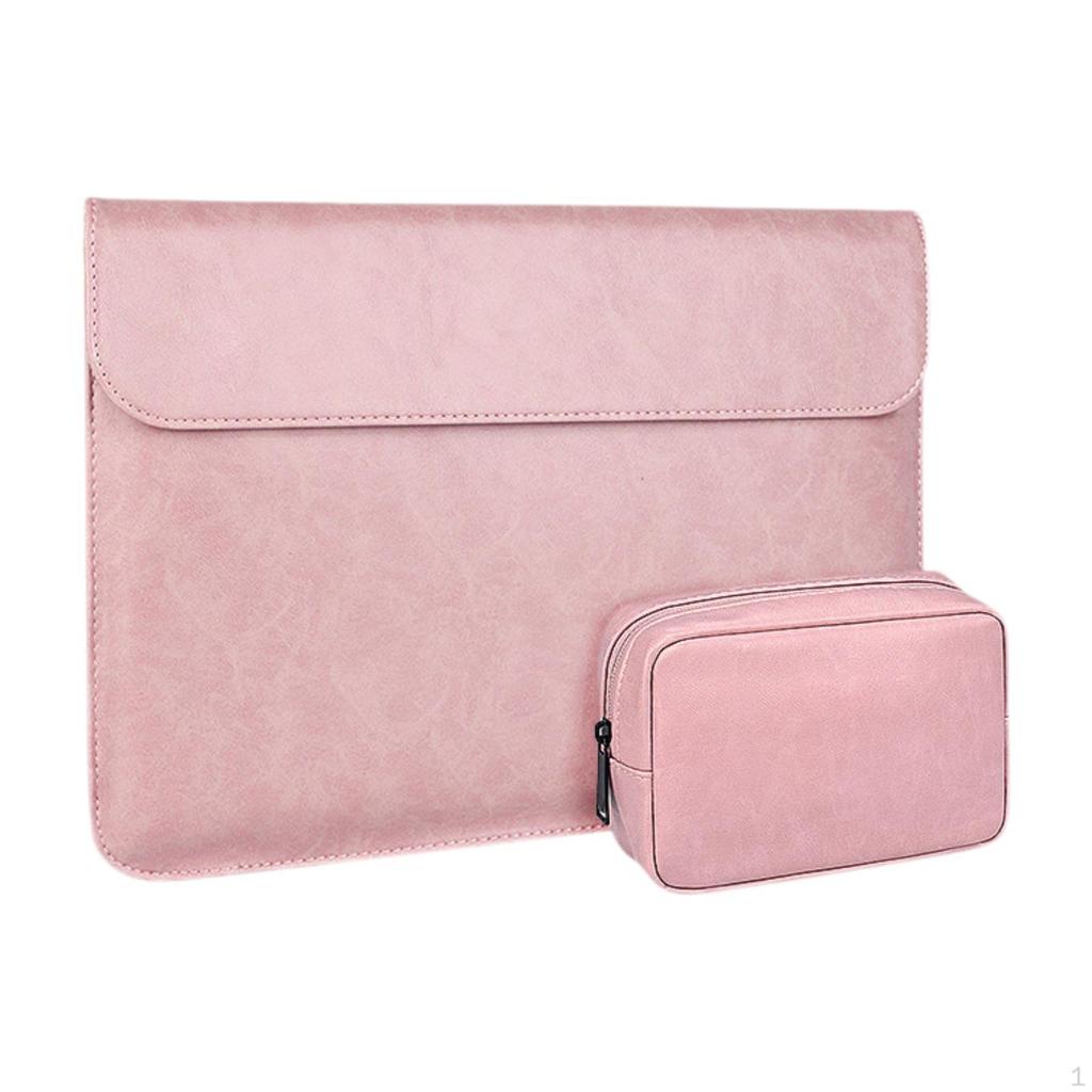 Laptop Sleeve 14 15 Inch Lightweight Dustproof Outdoor Cover Soft for Macbooks Storage PU Leather
