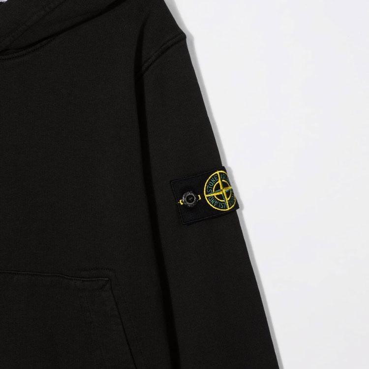 Stone Island Hoodie Solid Color Sports Hooded Kids hoodies Black 761661640-V0029