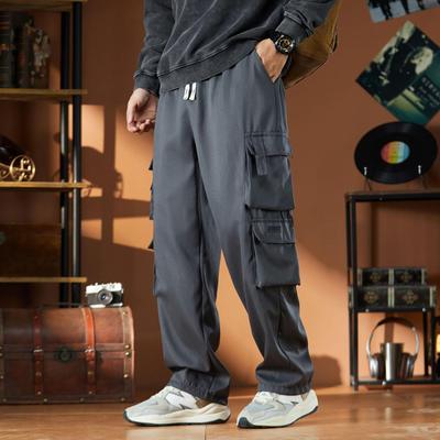Men's High Street Trend Multi-Pocket Loose Casual Pants: Spring & Autumn Fashion Straight-Leg Trousers