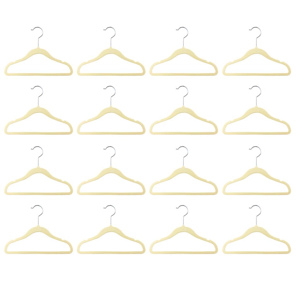 16Pcs Velvet Hangers Non-Slip Rotin Baby Clothes Hangers Portable Children Closet Organizer Drying Clothes Space Saving