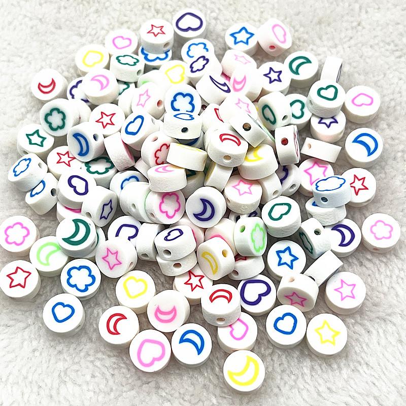 30pcs 10mm Heart Shape Fruit Beads Polymer Clay Beads Spacer Loose Beads for Jewelry Making DIY Bracelet Earring