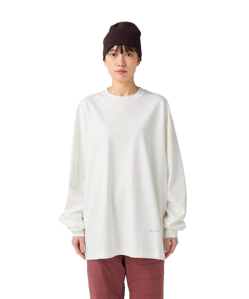 Snow Peak Organic Cotton Mercerized Long Sleeve Cut and and White T-Shirt SW-25AU010, Sew, Men's Women's, XL,