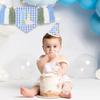1st Birthday Highchair Banner Goose Theme Blue Ginghams Tassel Banner Hat Photo Prop for Boy Girls Birthday Party Decorations
