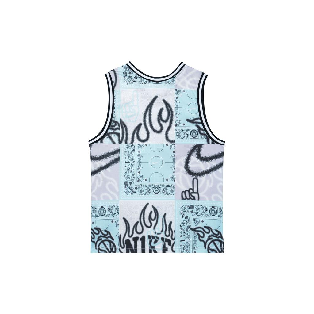Nike SS23 Basketball Series DNA CHBL Full Print V-Neck Quick-Dry Sleeveless Jersey Men Tops Pink Blue HF6141-418