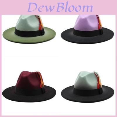 Fedora Hat For Men Women With Gradient Color Wool Felt Sun Protection Outdoor Fashion Accessory