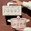 Cute Ceramic Double-Ear Noodle Bowl with Lid