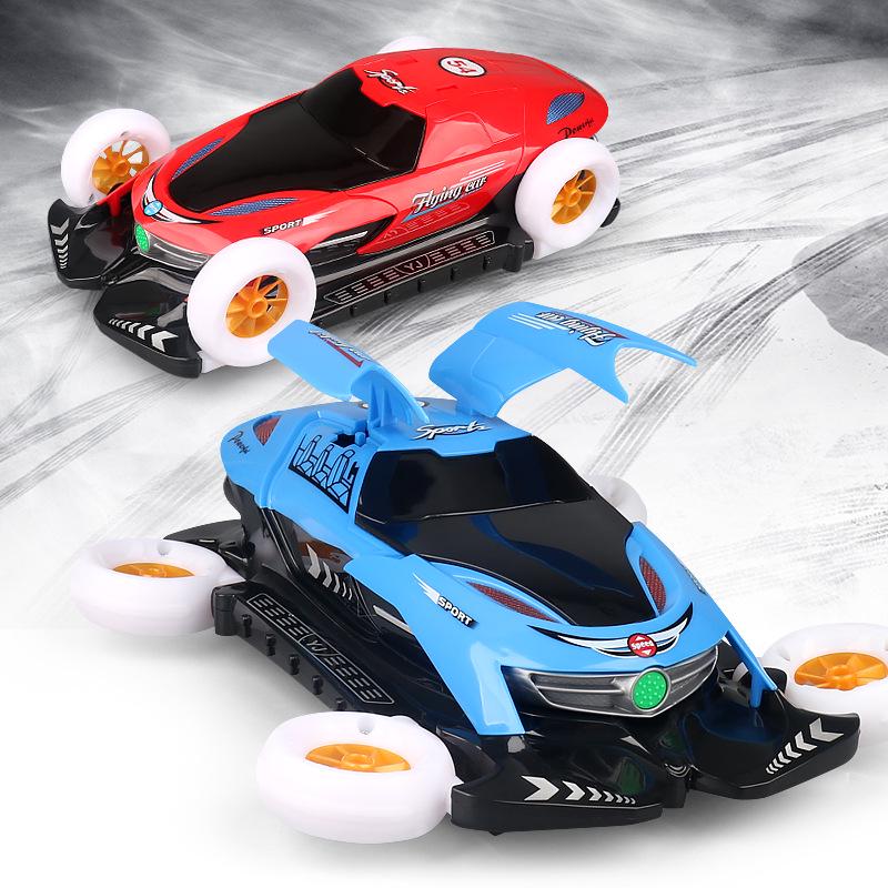 

Electric Stunt Car: Colorful Music Lights, 4-Wheel Rotation, Auto Door Transform Unlimited