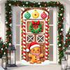 Christmas Nutcracker Door Cover Door Gingerbread Banner Xmas Outdoor Decoration for Front Door Porch Christmas Party Supplies