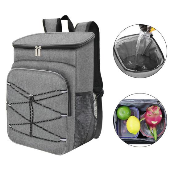 Picnic Bag Large Capacity Waterproof Oxford Cloth Cooler Bag with Adjustable Straps Side Mesh Pockets Outdoor Lunch Bag