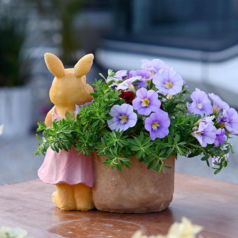 Niedlicher Hase Sukkulenten Blumentopf Garten Grünpflanze Harz Blumentopf Ostern Dekorative Pflanzgefäße Für Hof Balkon Dekor