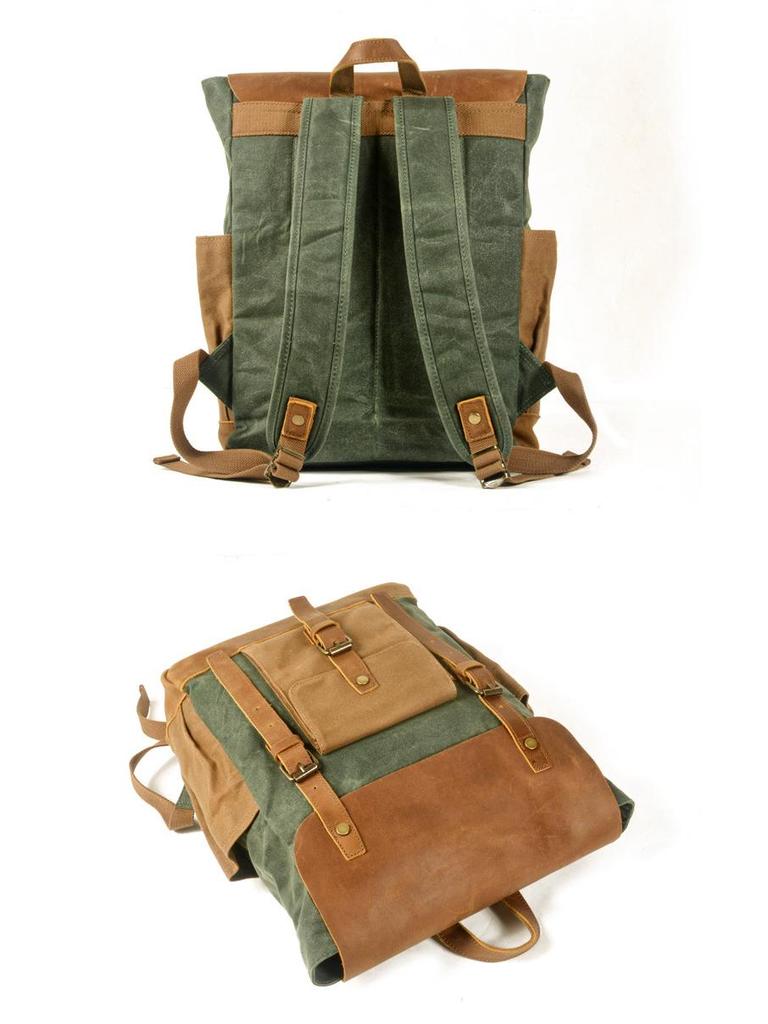 Retro Canvas & Leather Waterproof Unisex Backpack
