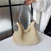 Holiday Style Straw Woven Bag: Large Capacity, Trendy Single Shoulder with Personalized Strap for Women