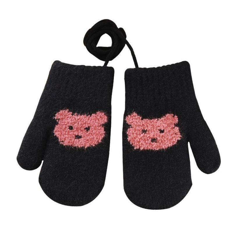 

Детские перчатки Зимние Детские Вязаные Утепленные Перчатки Мультяшные Перчатки-варежки с полными пальцами для Малышей Теплые Ветрозащитные Перчатки для Мальчиков и Девочек чёрный