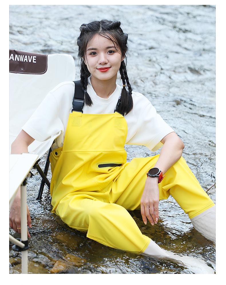 Women's Waterproof Wading Pants and Shoes - One-Piece Gold Suit, Small