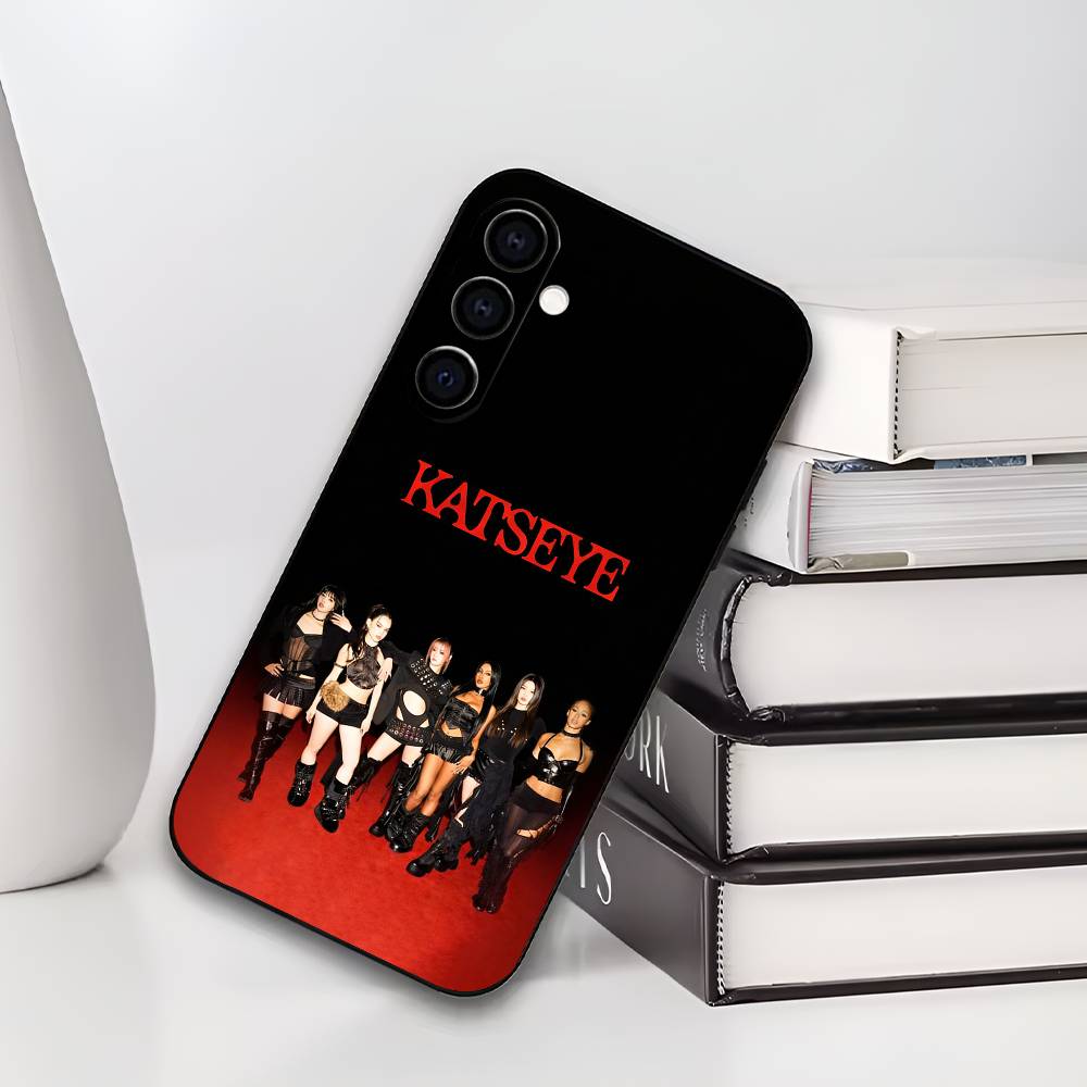 K-KATS-EYE Black Soft Silicone Phone Case for Samsung Galaxy A73/A72/A71/A70/A53/A52/A51 - Global Girl Group Design