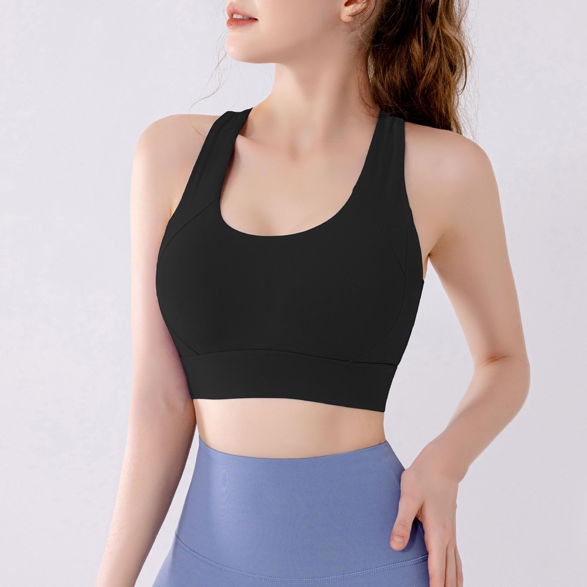 

Женский спортивный бюстгальтер с высокой степенью поддержки, с гоночной спинкой - Утягивающий и подчеркивающий фигуру, для йоги и фитнеса X-Large чёрный