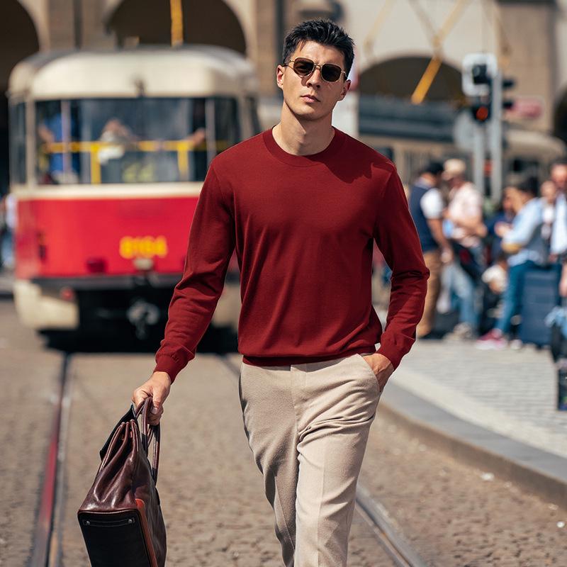 Men's Thickened Wool Sweater, Machine Washable, Solid Color - W9310 (Autumn/Winter)