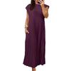Warm Season Latest Women's Clothing Elegant Round Neck Sleeveless Fashionable Pleated Sway Dress