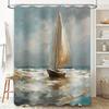 High Quality Oil Painting Print Shower Curtain Sailboat Waterproof Bathroom Decoration Modern Artistic Home Decor 180x180cm