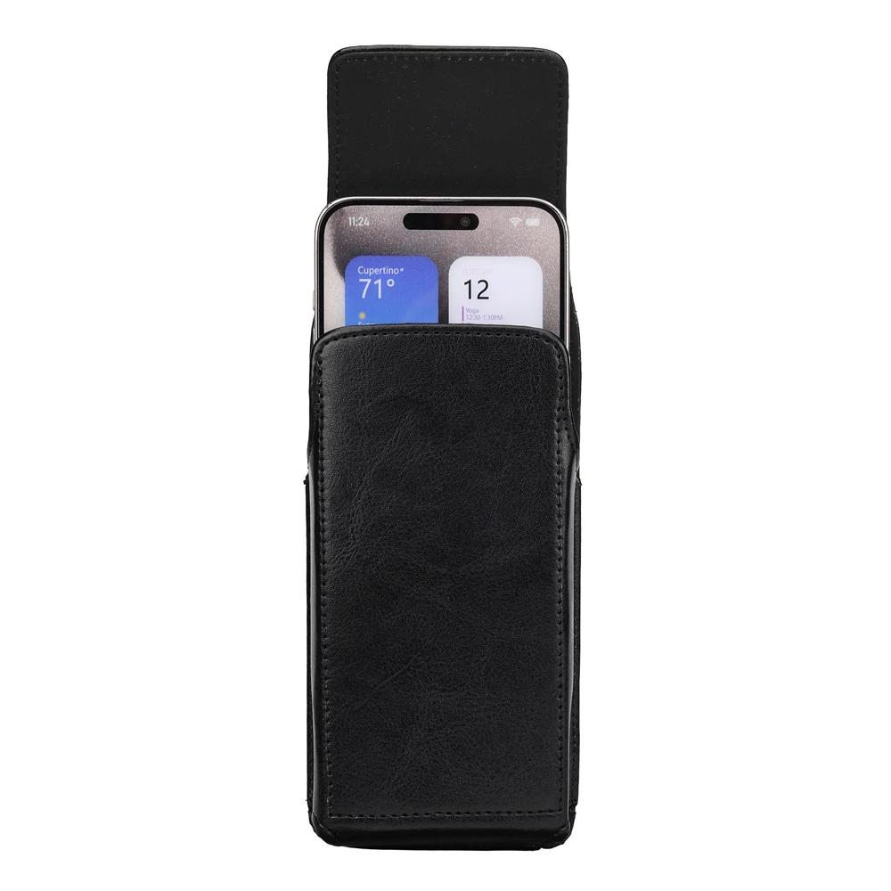 Universal Leather Mobile Phone Waist Bag For iPhone 17 16 15 Pro Max Samsung Xiaomi Vertical Cell Phone Belt Clip Holster Cover
