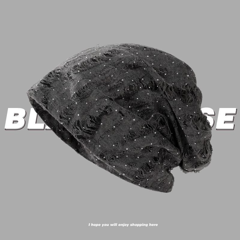 Retro Hole Wasteland Wind Cold Hat Women's Autumn and Winter Loose Versatile Pile Hat Show Face Small Hat Tide