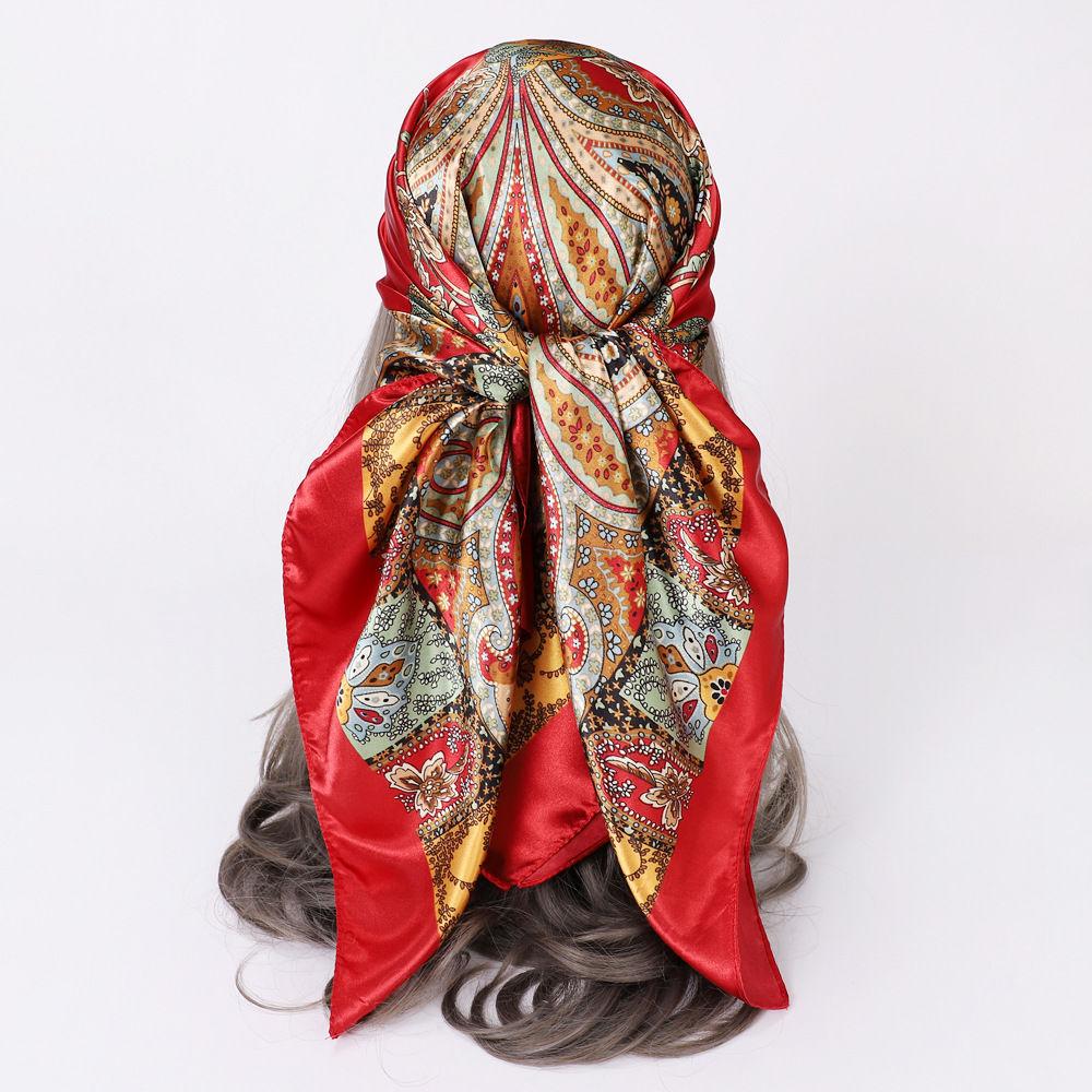 Kopftuch Damen Piratenkostüm Zubehör Seide Rotes Bandana zum Haarwickeln Weiches Halstuch Seiden-Foulard Satin
