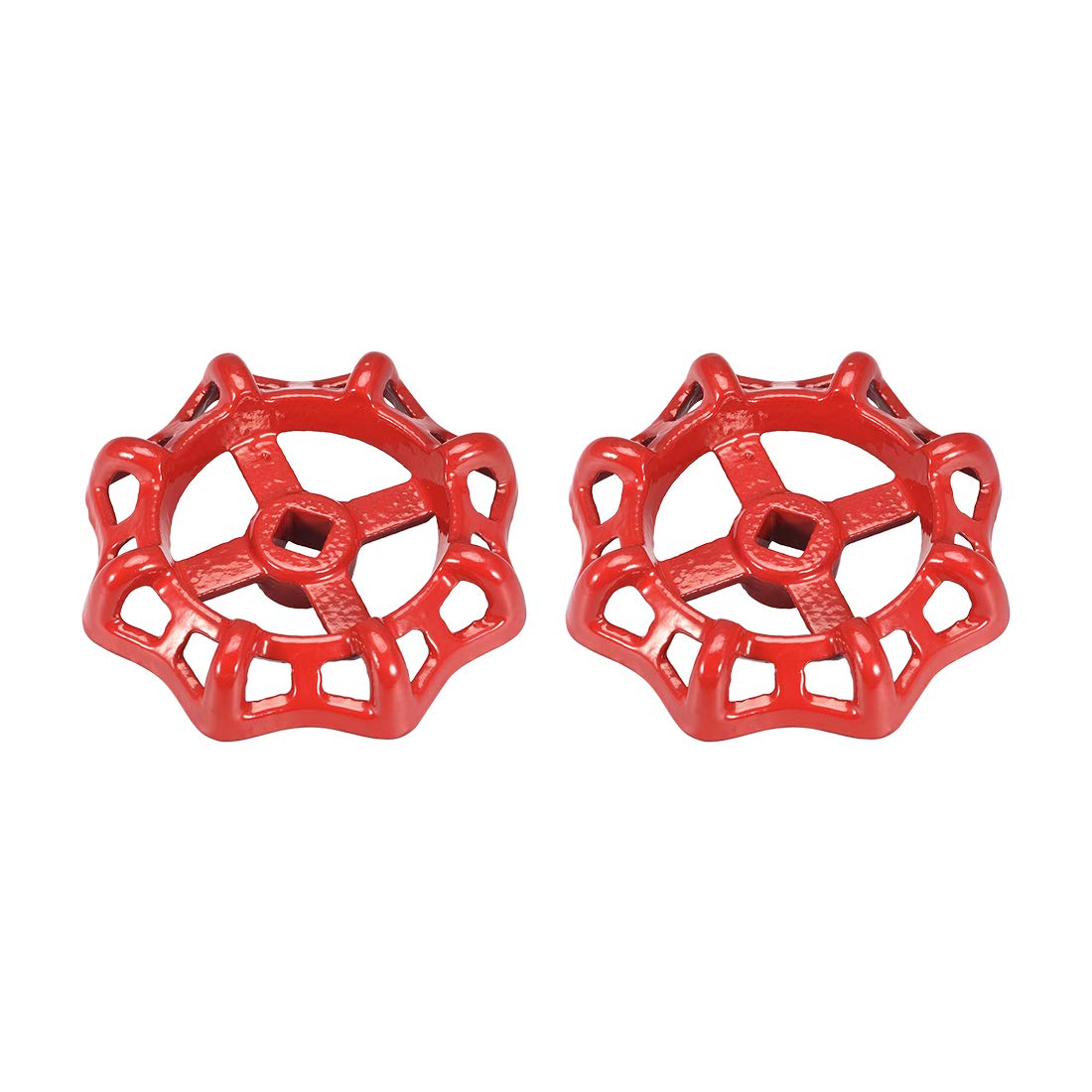 

uxcell Exterior Faucet Round Wheel Metal Cast Steel Square Wheel Outer Diameter 2 Pieces Handle, Painted, Brooch, 10x10mm, 98mm, Red,