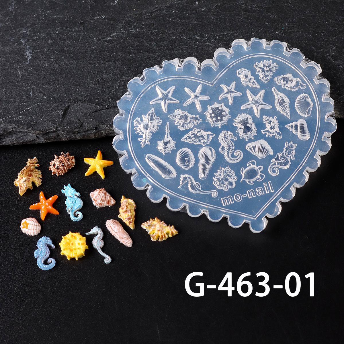 Nail tools heart shape silicone mold marine seahorse conch nail decoration template heart-shaped silicone mold g-463-01 (bare chip)