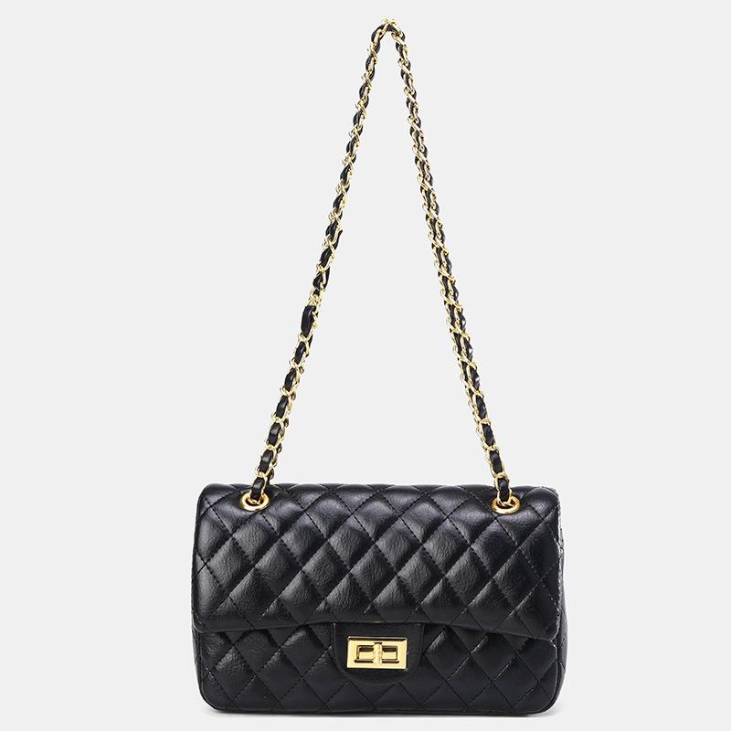 Rhombus Embroidery Thread Small Bag Women's Summer New Versatile Chain Messenger Bag Textured Shoulder Small Square Bag