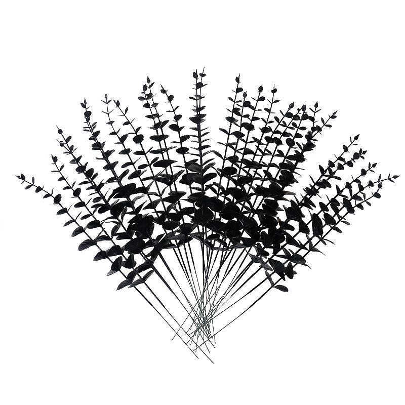Black Eucalyptus Single Stem 38cm Artificial Flower Bouquet for Indoor Decoration