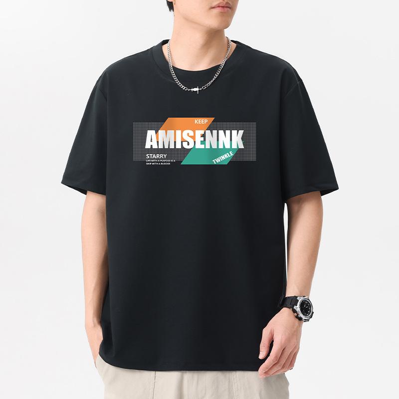 Amisennk Pattern 12 Colors Men's Short Sleeve T-Shirt 100% Cotton Streetwear Tee