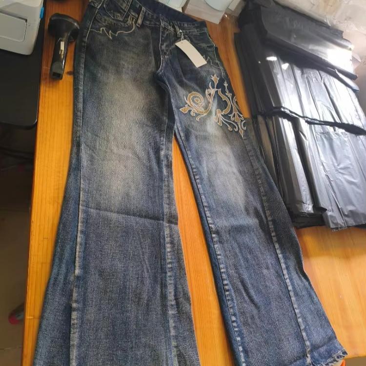 Vintage Vyšívané Patchwork Dámské Zvonové Džíny Y2k Harajuku Široké Nohavice Americký Styl Džínové Kalhoty Vaky Punk Streetwear