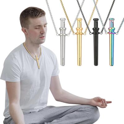 1 Peça Colar de Aço Inoxidável Para Alívio de Estresse e Ansiedade Para Homens Mulheres Parar de Fumar Joias de Meditação Para Alívio de Ansiedade e Estresse