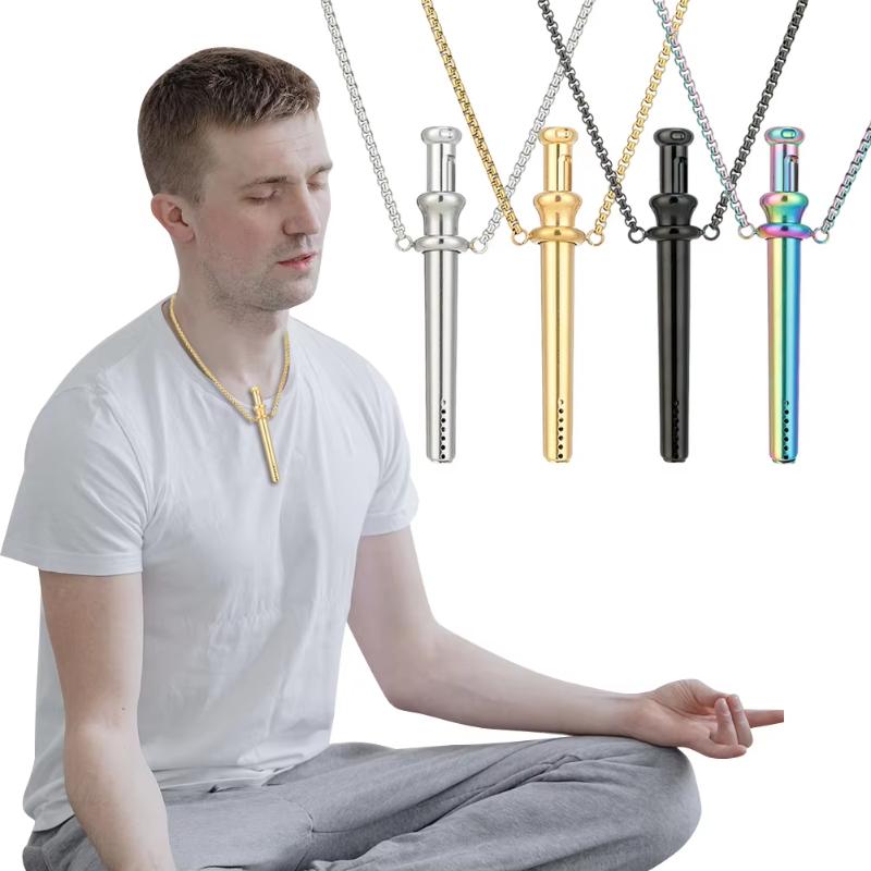 1 Stück Stress- und Angstlinderndes Edelstahl-Halsketten für Männer Frauen zum Aufhören mit dem Rauchen Meditationsschmuck zur Linderung von Angst und Stress