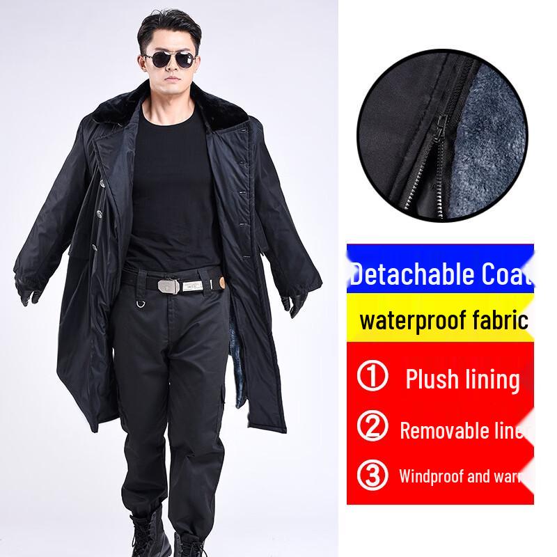 Men s Extra Long Thickened Winter Cotton Coat One Size