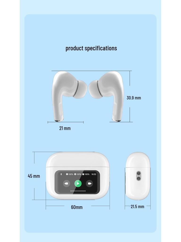 ANC Wireless Headphones with LED Smart Screen and Multifunctional Bluetooth In-Ear Design