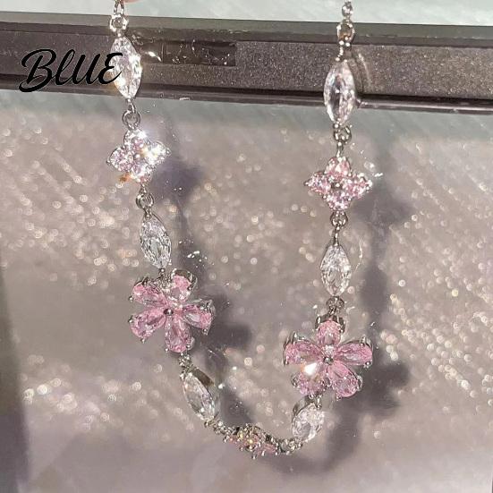 Non-fading Bracelet Women Shiny Rhinestones Inlaid Flower Comfortable Wear Shape