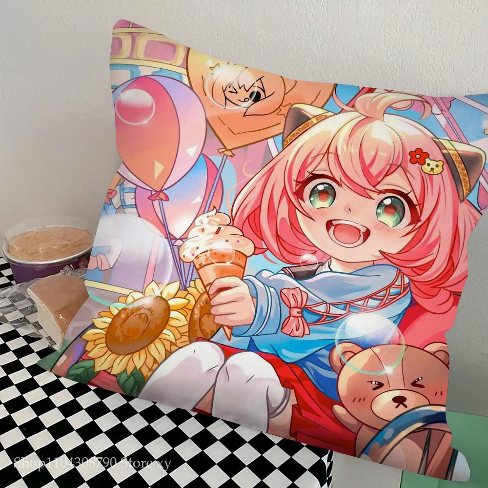Spy X F-Family A-Anya Pillow Case Square Pillow Bedroom Sofa Leisure Comfort Cushion Car Living Room Home Decoration