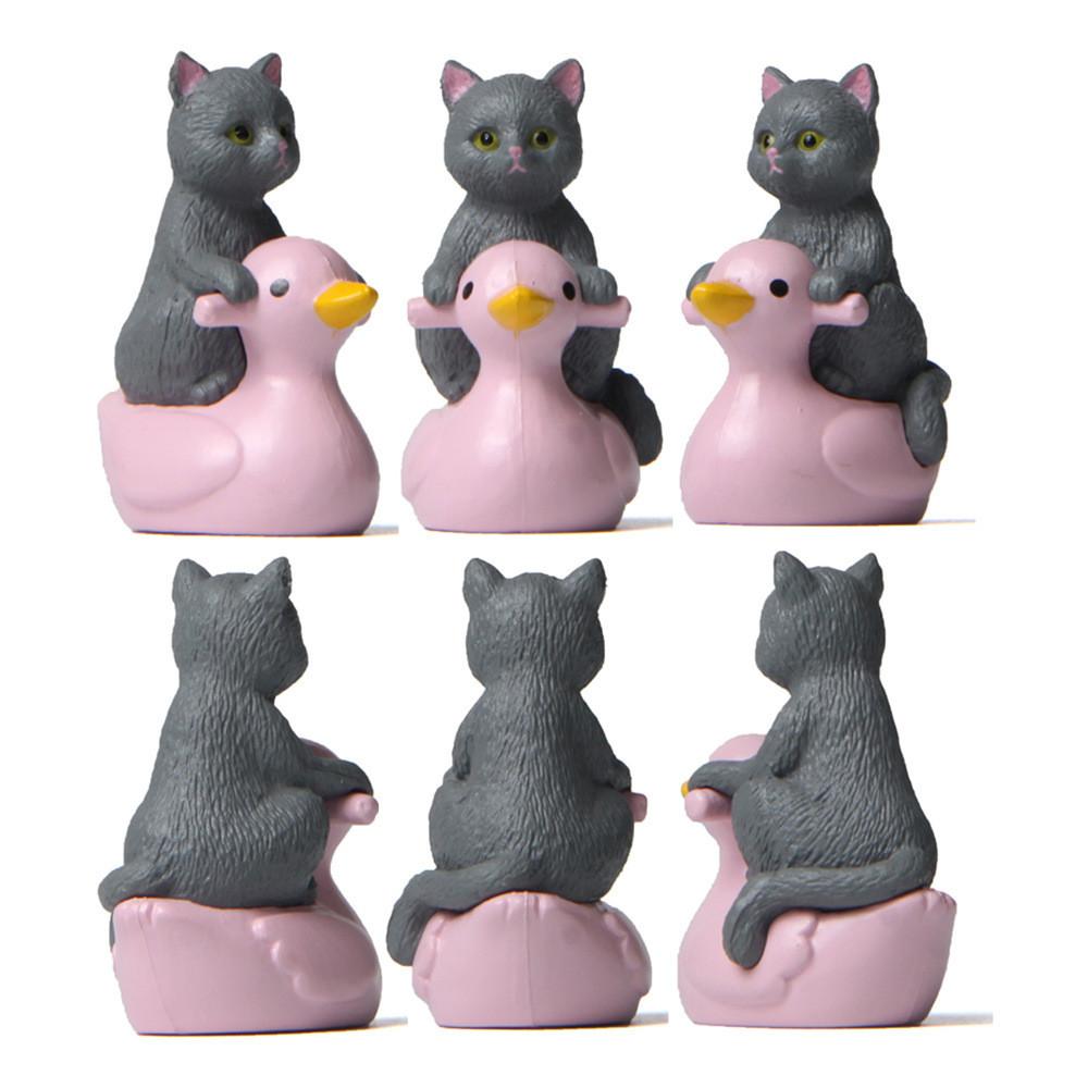 Waterplay Series Pvc Cartoon Duck Kitten Small Landscape Figurines For Home Office Decor