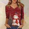 Dámské košile s 3/4 rukávem s potiskem Vánoční trička Blůzy Ležérní Nadměrné velikosti Základní topy Pulovr