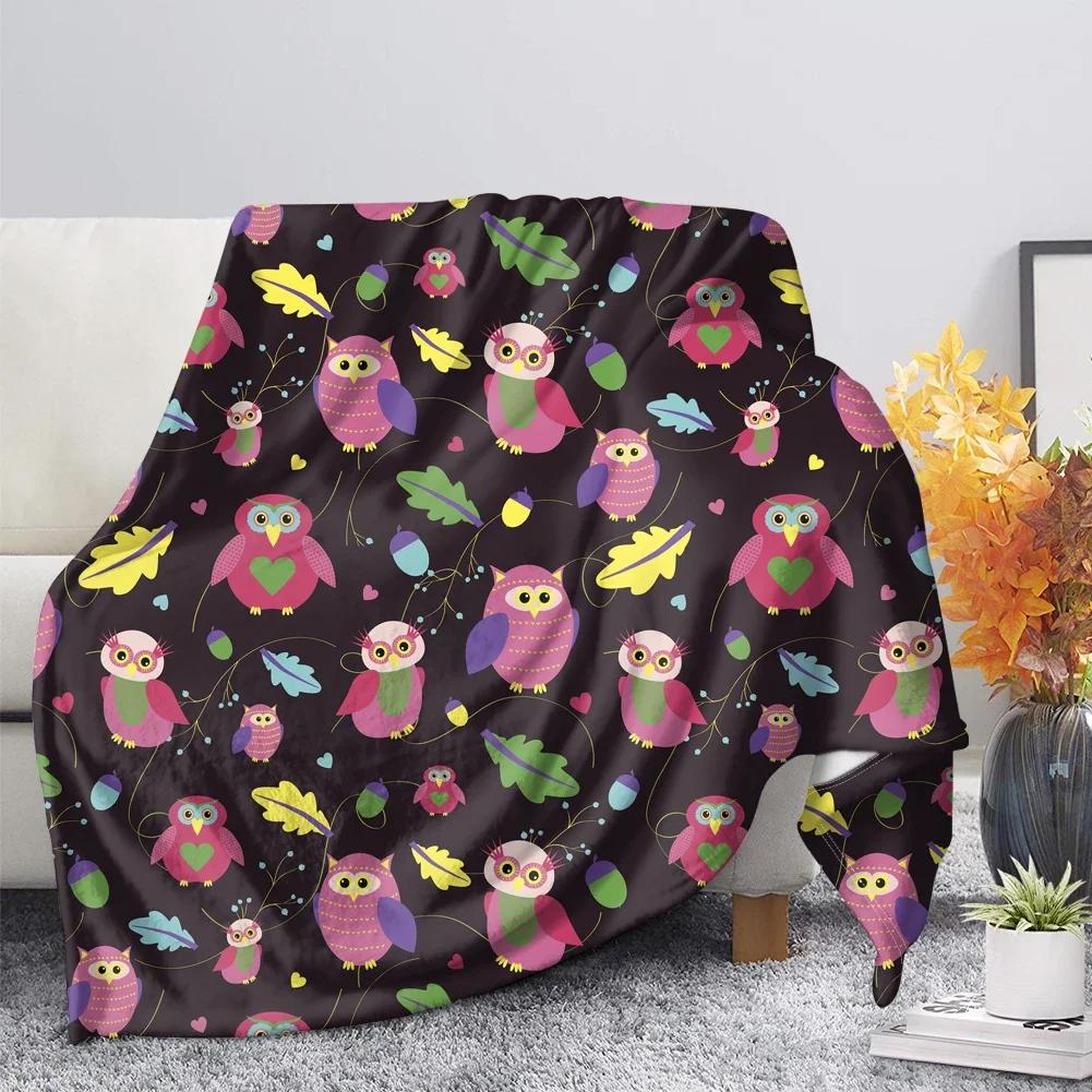 Owl Flannel Throw Blanket Super Soft Lightweight Fleece Blanket Gift for Teenage Girl for Bed Sofa Couch Blanket King Queen Size