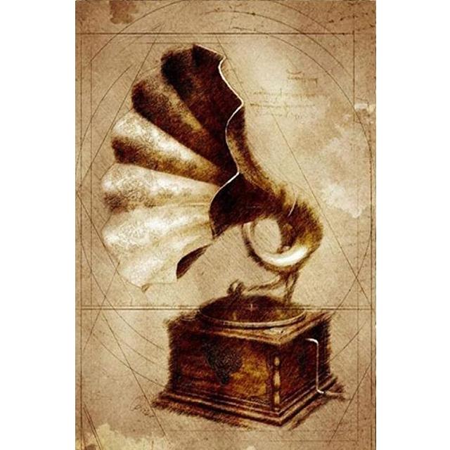 Vintage Phonograph Bild Gemälde für Wohnkultur Retro Musikalische Kunst Poster An Der Wand Rahmenlose Schlafzimmer Dekor Kein Rahmen